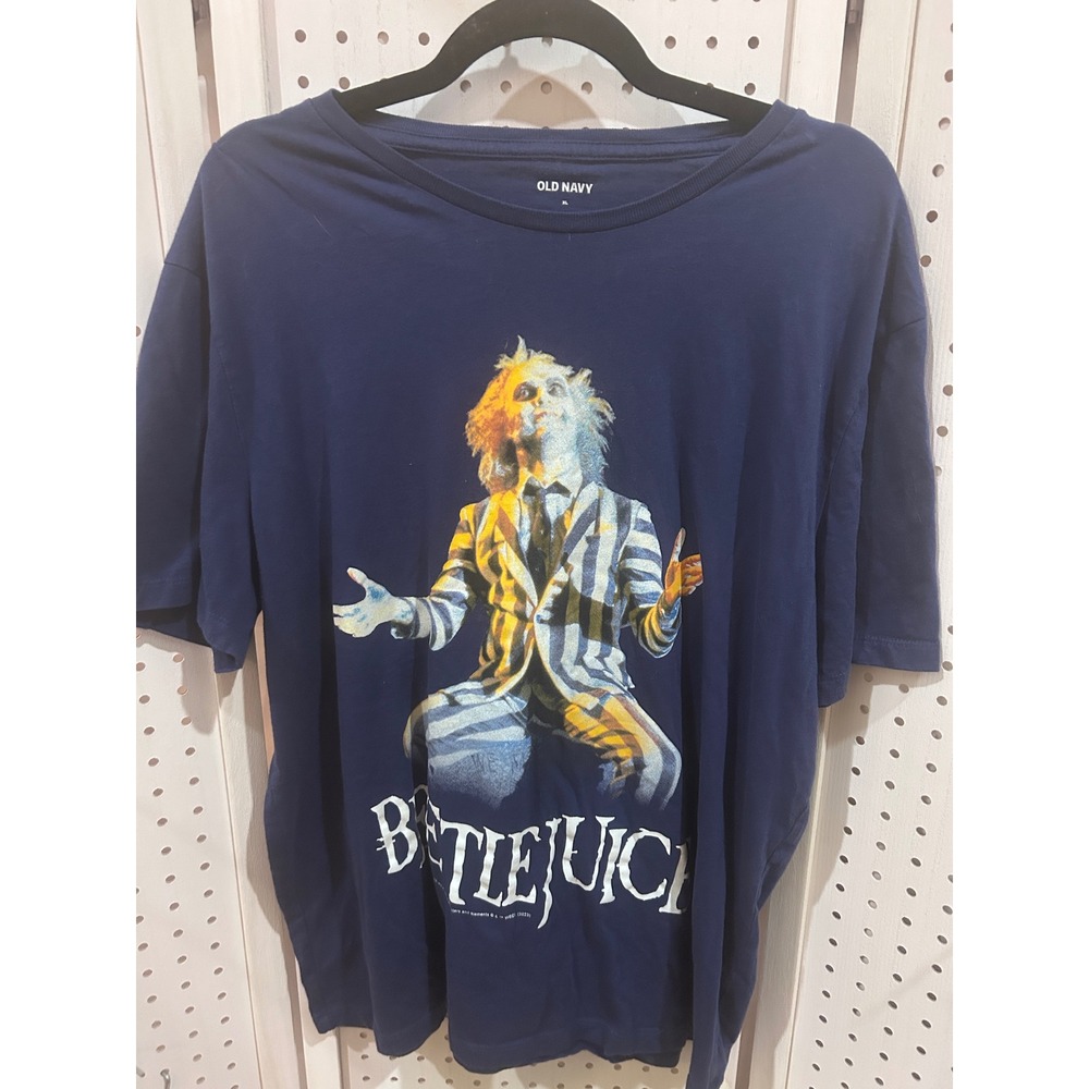 Old Navy Beetlejuice‎ Graphic T Shirt Navy Blue XL Mens Womens Movie Tee